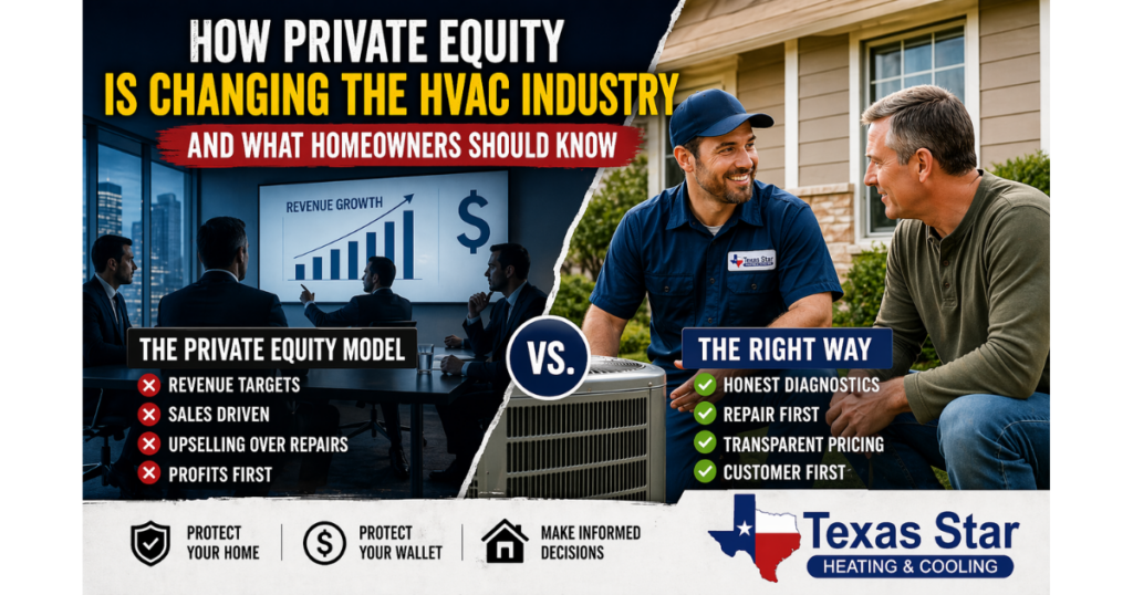 HVAC technician providing honest service vs corporate HVAC sales model in Cypress Katy Cinco Ranch Texas