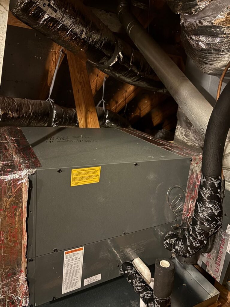 Evaporator coil repair in an attic air handler in Cypress, TX by Texas Star Heating & Cooling